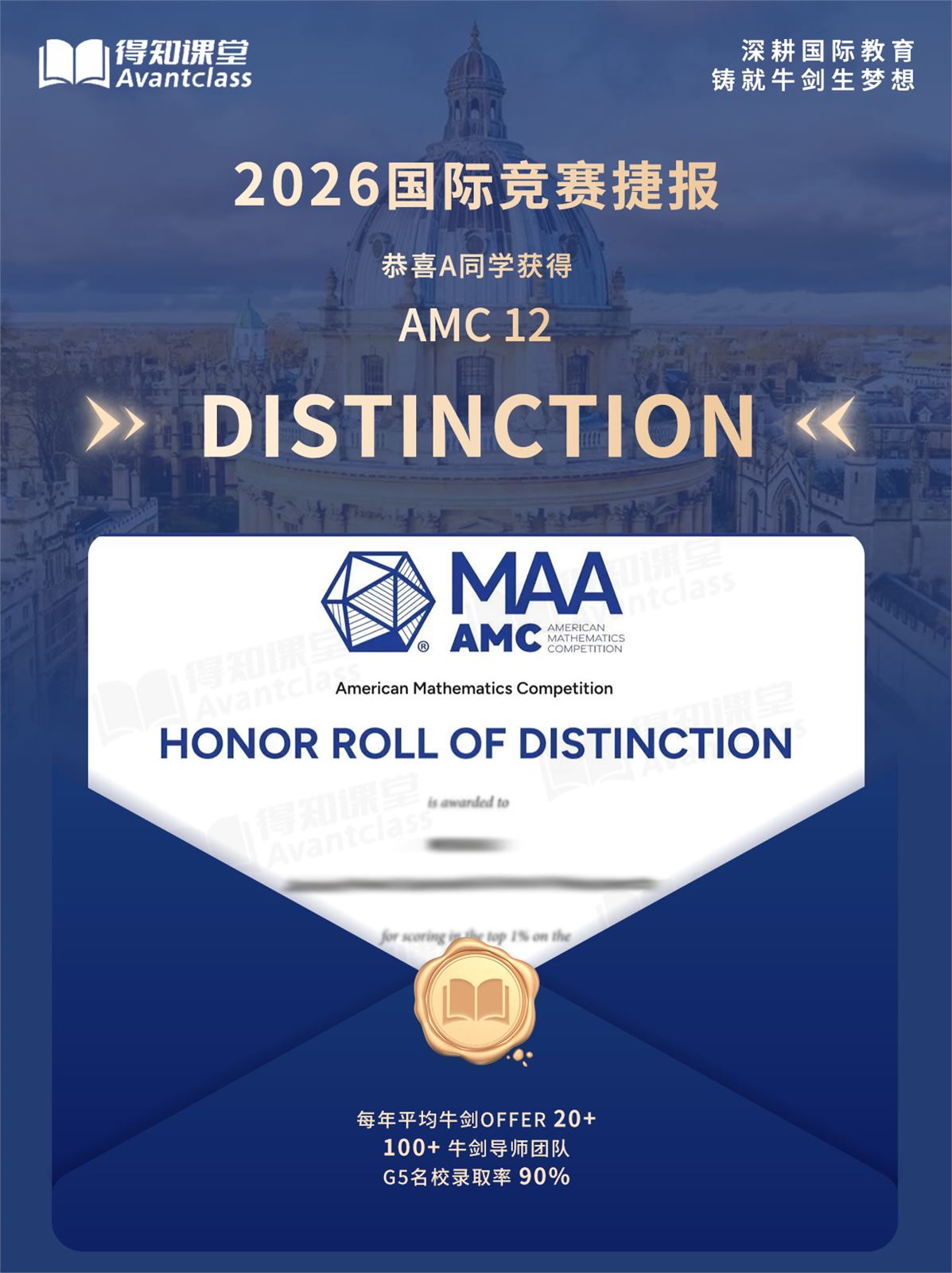2026 AMC 12 Distinction competition result